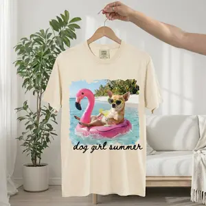 Comfort Colors 30+ Breeds Dog Girl Summer Shirt | Trendy Puppy Aesthetic Apparel | Summer Vacation Dog Mom Shirt | Custom Dog Breed Graphic Apparel