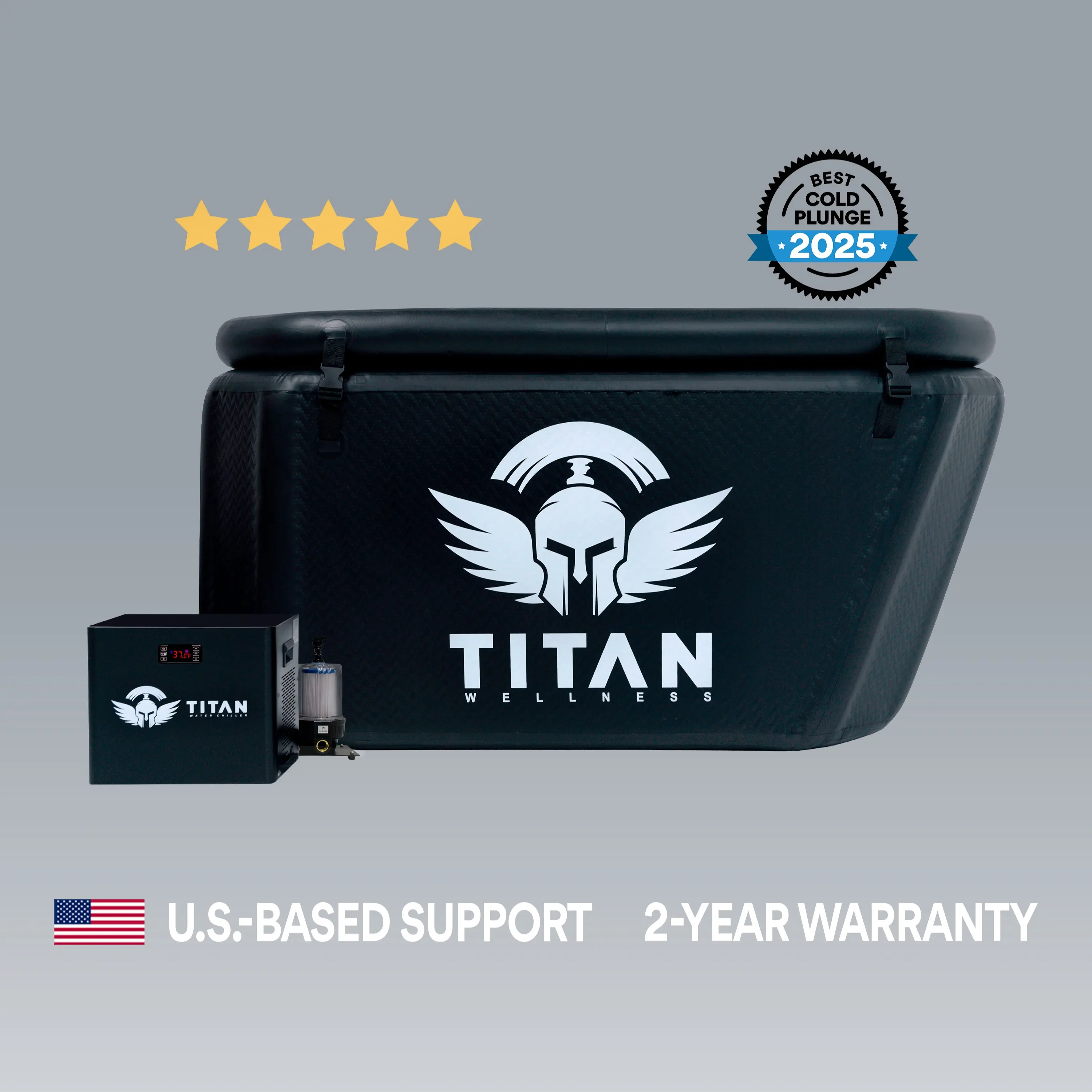 #1 Cold Plunge with Chiller | 2-Year Warranty | Angled Back | Titan Wellness