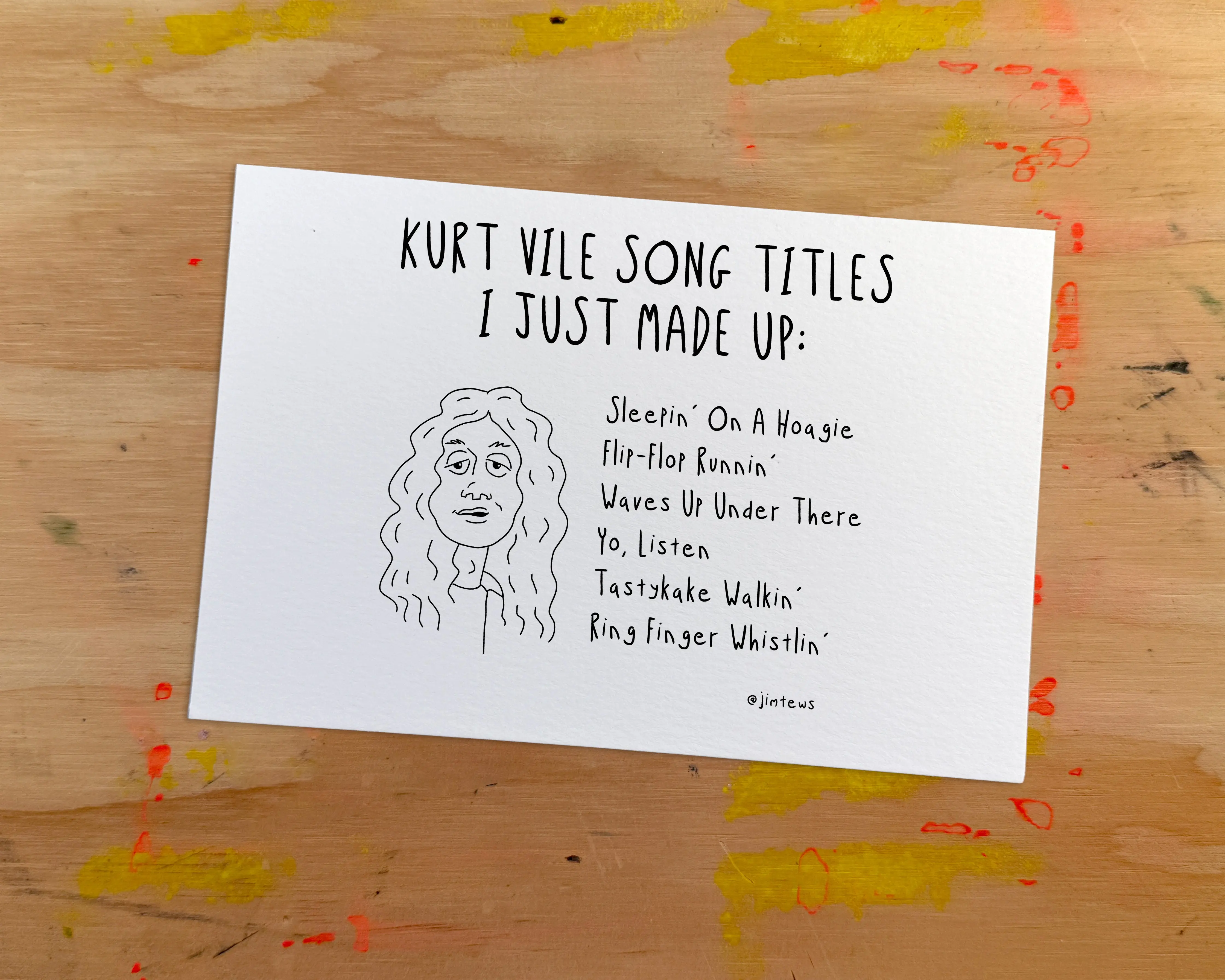 Kurt Vile Song Titles I Just Made Up - Comic Postcard