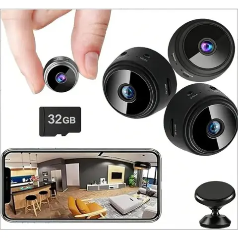A9 Mini Wireless HD Resolution WiFi Monitoring Camera - 1080P, Motion Sensor, 32GB Support, Indoor/Outdoor Security, Smart Baby Monitor