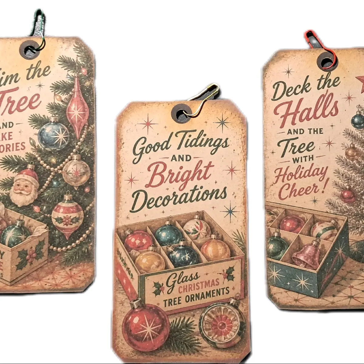 60s Themed Christmas Tags Set of 3