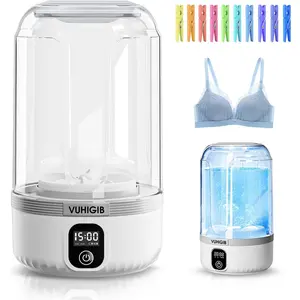 Rechargeable Wireless Portable Washing Machine 1.5L Mini Washer Deep Clean for Baby Clothes Underwear Socks Delicates Travel Camping Dorm RV White