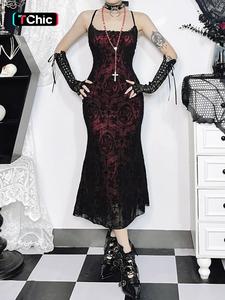 women's cross & skull print contrast lace bow decor mermaid dress, elegant adjustable strap spaghetti strap cami dress for party holiday wedding guest, womenswear, workwear, ladies fall clothes, valentine's day, gift, formal dresses women