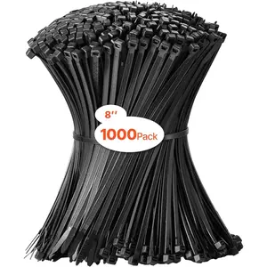 Spring new arrivals 1000 Pack Cable Zip Ties, 8-inch Heavy Duty Cable Wire Ties with 45LBS High Tensile Strength, Multi-Purpose Self-Locking Nylon Tie Wraps, Heat & Cold Resistant for Indoor and Outdoor Use