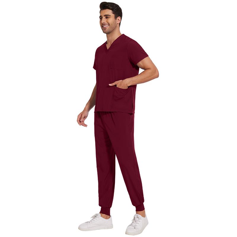 Scrub Tops for Men Women V-Neck Scrubs Unisex Stretch Nursing Shirts Medical Uniform Workwear with 3 Pockets