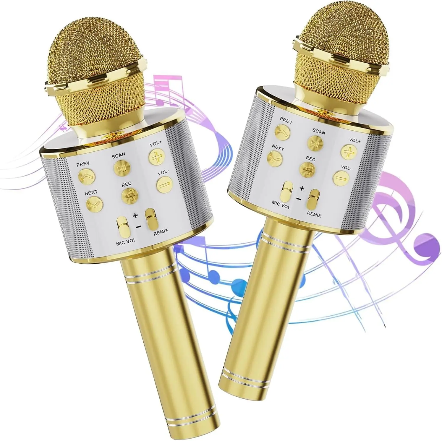 2 Pack Wireless Bluetooth Karaoke Microphone - 4-in-1 Handheld Mic Speaker with Crystal-Clear Sound, TF Card Compatibility, Karaoke Machines for Phone, Android, PC, Birthday Gifts for Family, Family Parties
