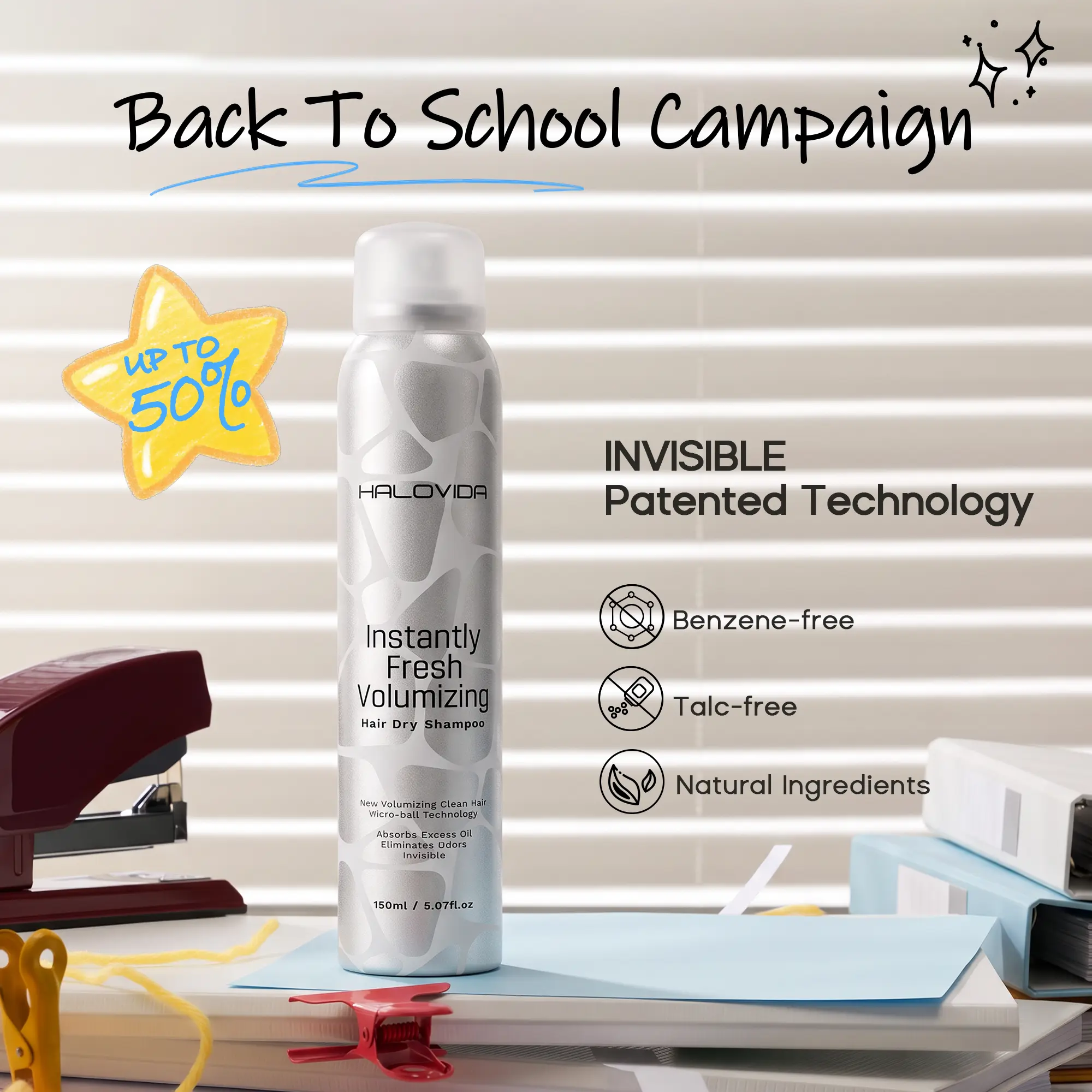 HALOVIDA INSTANT FRESH VOLUME BOOST HAIR DRY SHAMPOO 5.07 FL.OZ. Natural Cleanser, Absorbs Oil,Clean,Invisible & Quick-Dispersing summerwins,DealsForYouDays
