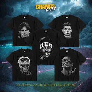 CHAMPS ONLY Generations of Soccer [Collection] Heavy Cotton T-Shirt For Soccer Fans Menswear Outfit Gameday Shirt Direct To Garment Breathable Print