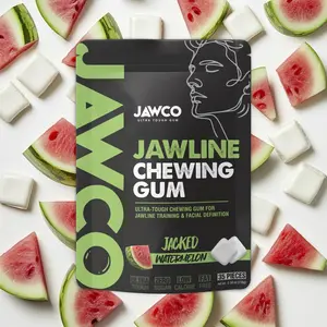 JAWCO Ultra-Tough Jawline Gum | Get a Stronger, Squarer Jawline | 15X Strength | Watermelon Jaw Training Facial Fitness Hard Chewing Gum (35 Pieces)