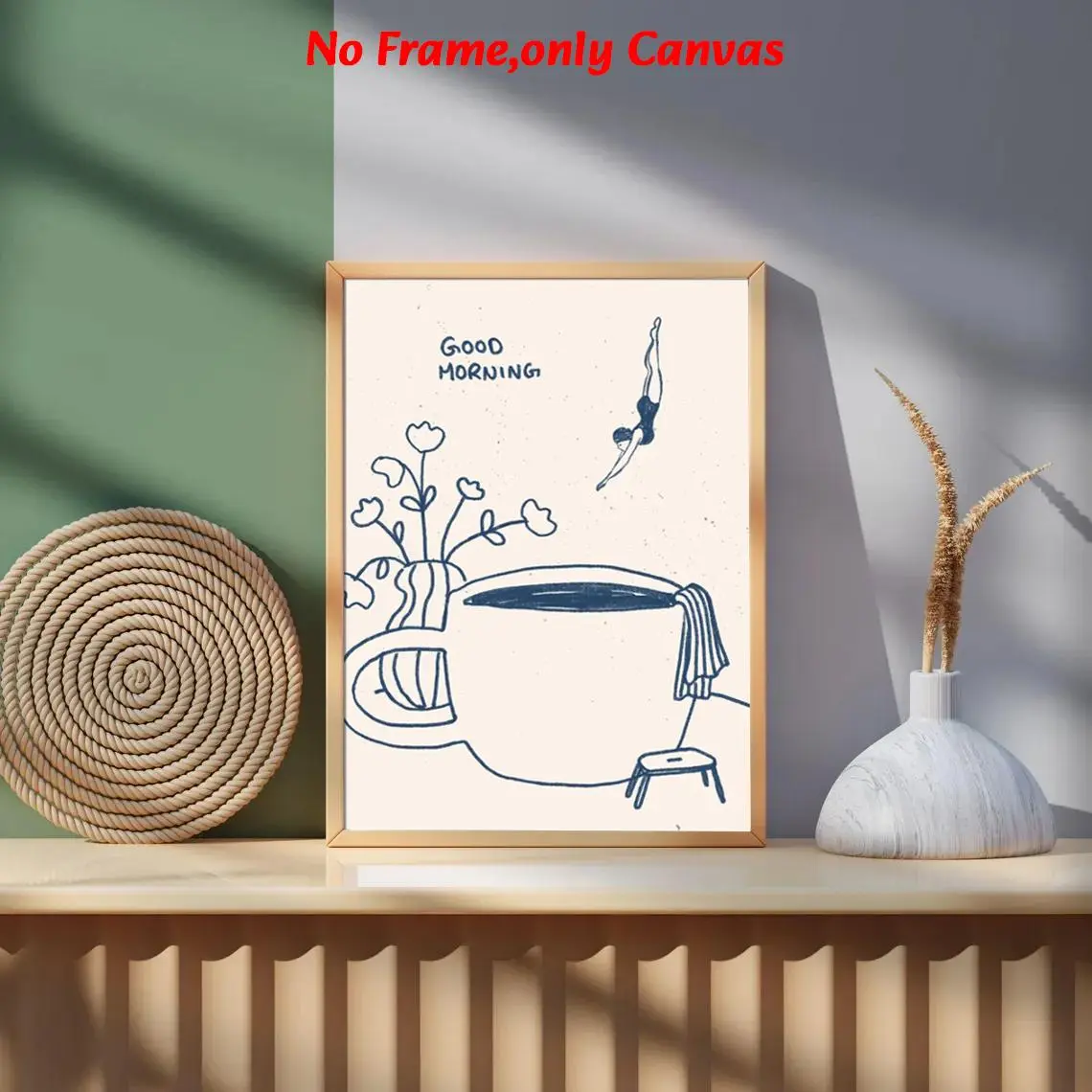 1 pc, wall art, modern poster, coffee diver poster print, good morning coffee, vintage diver art, kitchen wall art, coffee station art, decorative art print, gift for coffee lovers, living room decor, dining room decor, kitchen decor, unframed