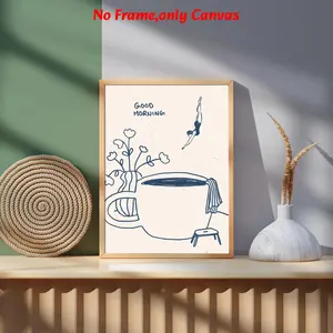 1 pc, wall art, modern poster, coffee diver poster print, good morning coffee, vintage diver art, kitchen wall art, coffee station art, decorative art print, gift for coffee lovers, living room decor, dining room decor, kitchen decor, unframed