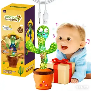Rechargeable Dancing Talking Cactus Toy Singing Cactus Baby Toy That Talks Back Educational Baby Toys 18 Months English Songs Toddler Easter Basket Stuffers Easter Gifts for Kids Infant Top