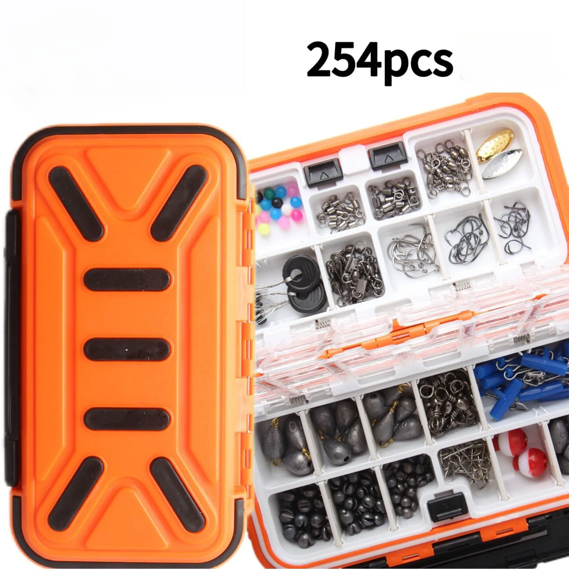 254 Piece Waterproof Fishing Accessories Set, Fish Hooks and Floats, Small Fishing Gear, Sea Fishing Lure Box, Essential Fishing Tools, Fishing Tackle Set