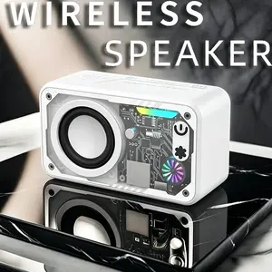 Mecha Style LED Bluetooth Speaker with TF Card Slot - Black for Gaming Desk & Bedroom Ambience Woofer