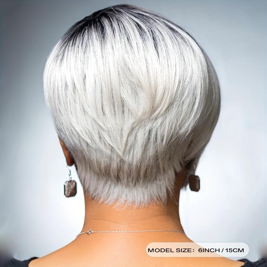 Short Shag Layered Wig in Silvery Gray And Black with Bangs, Perfect for a Storm-Themed Costume Or Cosplay