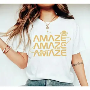 Crew Neck Cotton Polyester T-Shirt, AMAZE Printed Graphic Tee, Minimal Streetwear Shirt, Trendy Aesthetic Outfit 2026, y2k Fashion Casual Streetwear Humor Shirt for Men Women, Gifts, SuperYi