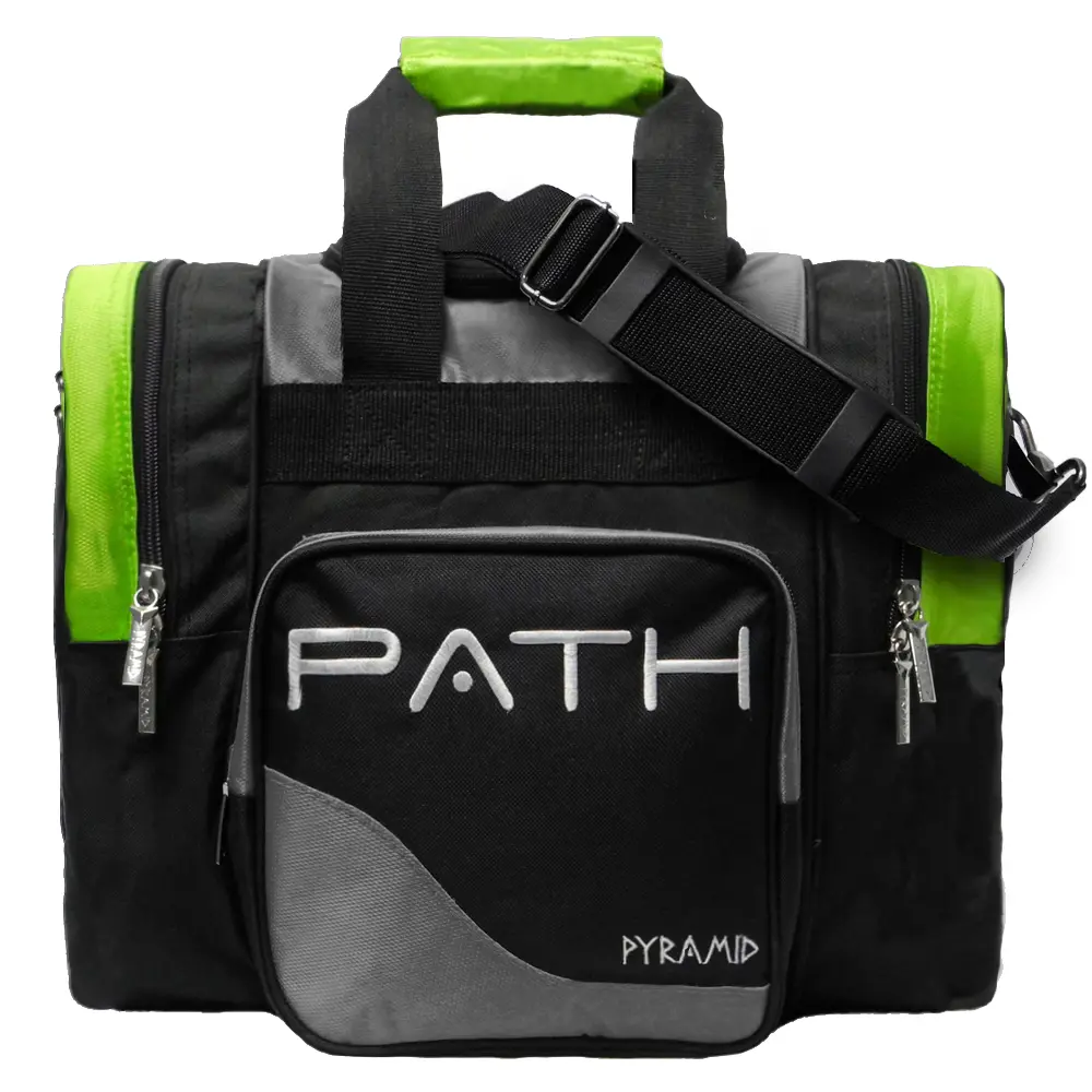 PYRAMID Path Pro Deluxe Single Ball Tote Bowling Bag - Non-Roller Sport Travel Carrier (Silver, Lime Green, Black), Adults, Tote Style