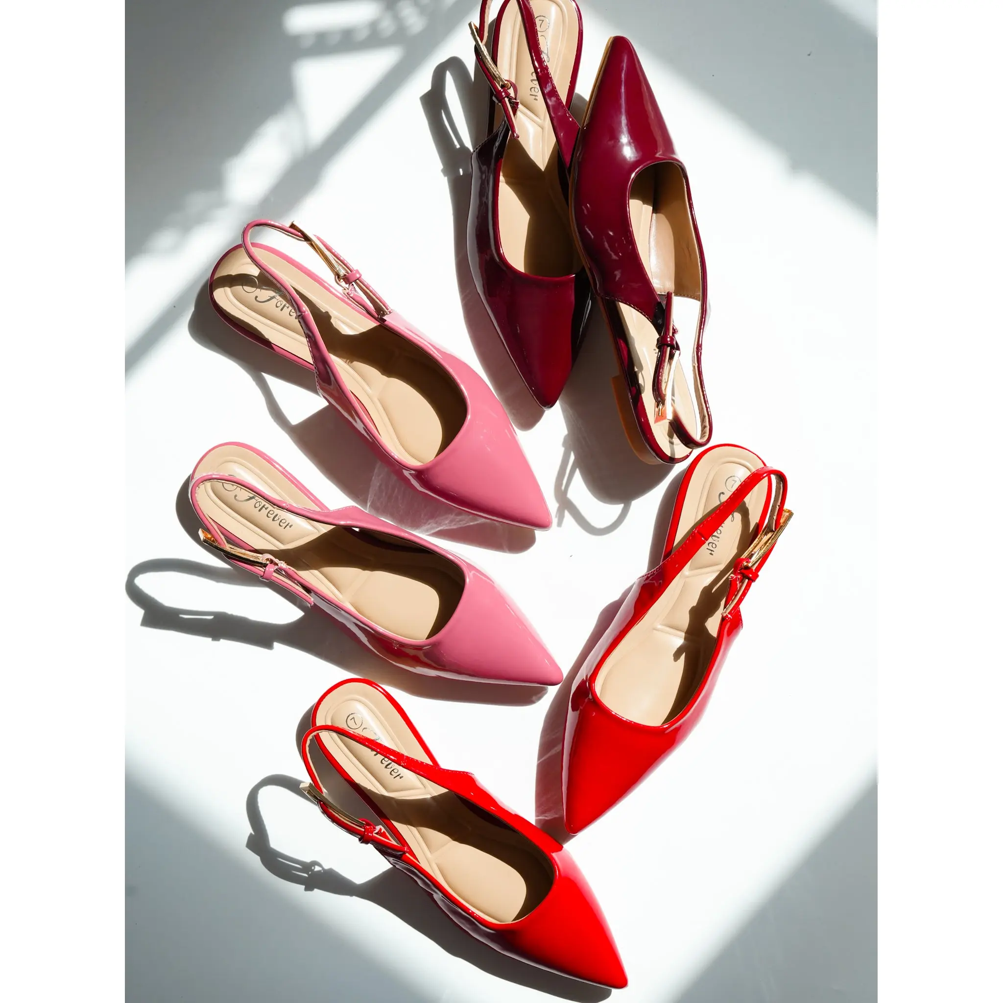 Patent Leather Pointed Toe Slingback Flats