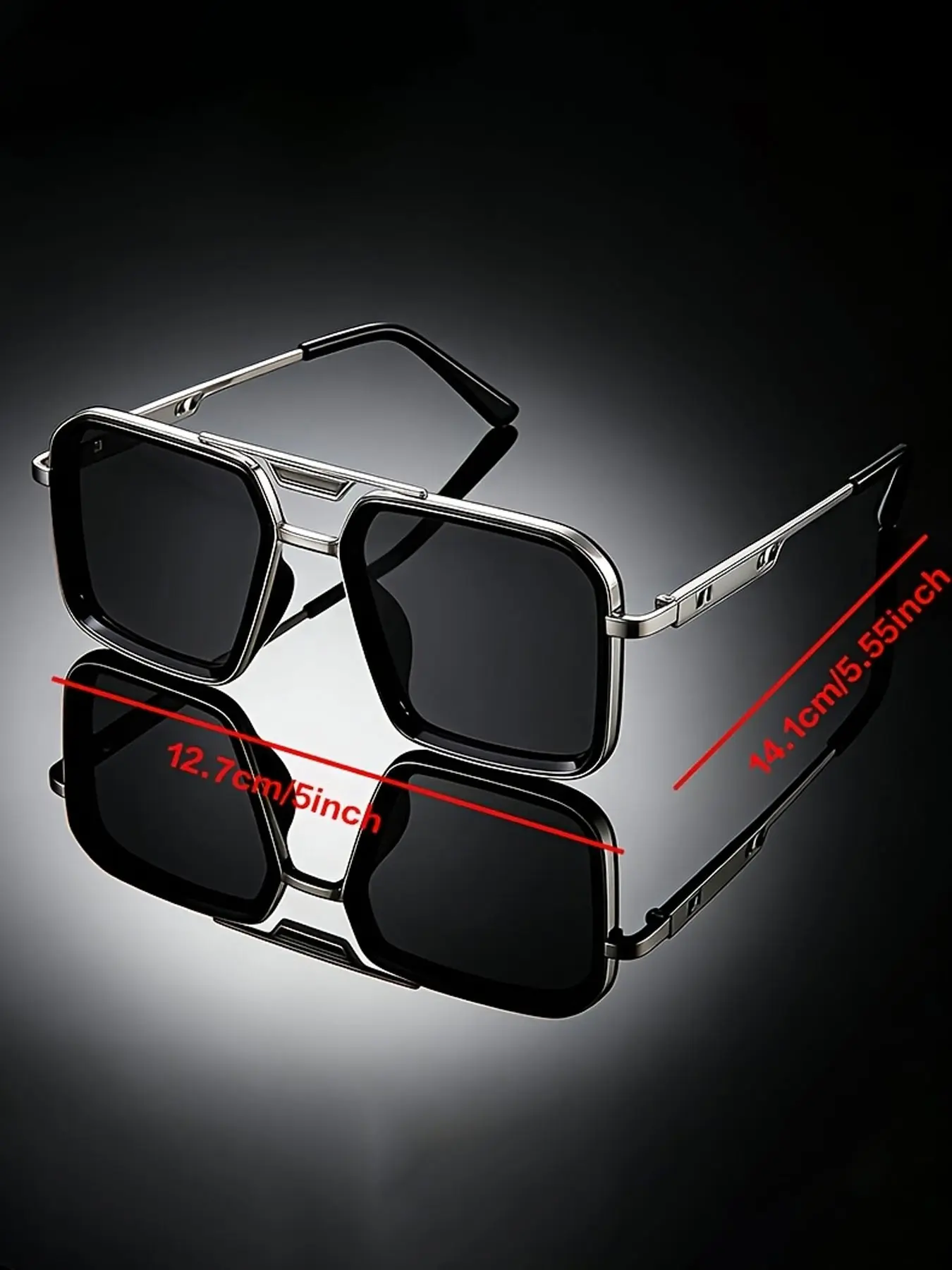 New Classic Retro Square Metal Double Bridge Oversized  display picture 1
