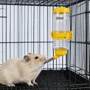 Automatic Small Pet Waterer, Gravity-Driven, Hamster Water Bottle, Stainless Steel Spout, Leak-Proof, Reusable, for Guinea Pigs, Rabbits, Cats