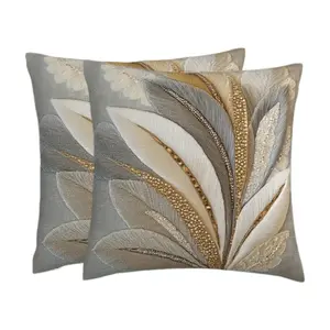 2 Pack Feather Print Pillow Covers 18x18 inch | Hidden Zipper Decorative Cushion Cases for Sofa/Bed/Car. (without pillow core) #PillowCovers #HomeDecor #LivingRoomVibes #NeutralDecor #TikTokMadeMeBuyIt