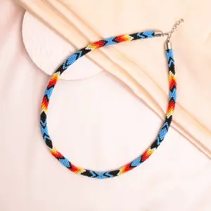 Handmade Native American Beaded Necklace | Unisex Tribal Choker Jewelry for Men & Women | 4 Unique Designs Modern Versatile Accessories