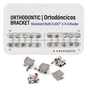 20 count Orthodontic Metal Brackets  Brackets Standard Roth 0.022 Slot Bondable, 3-4-5 with Hook 20 count/Pack, 1PK