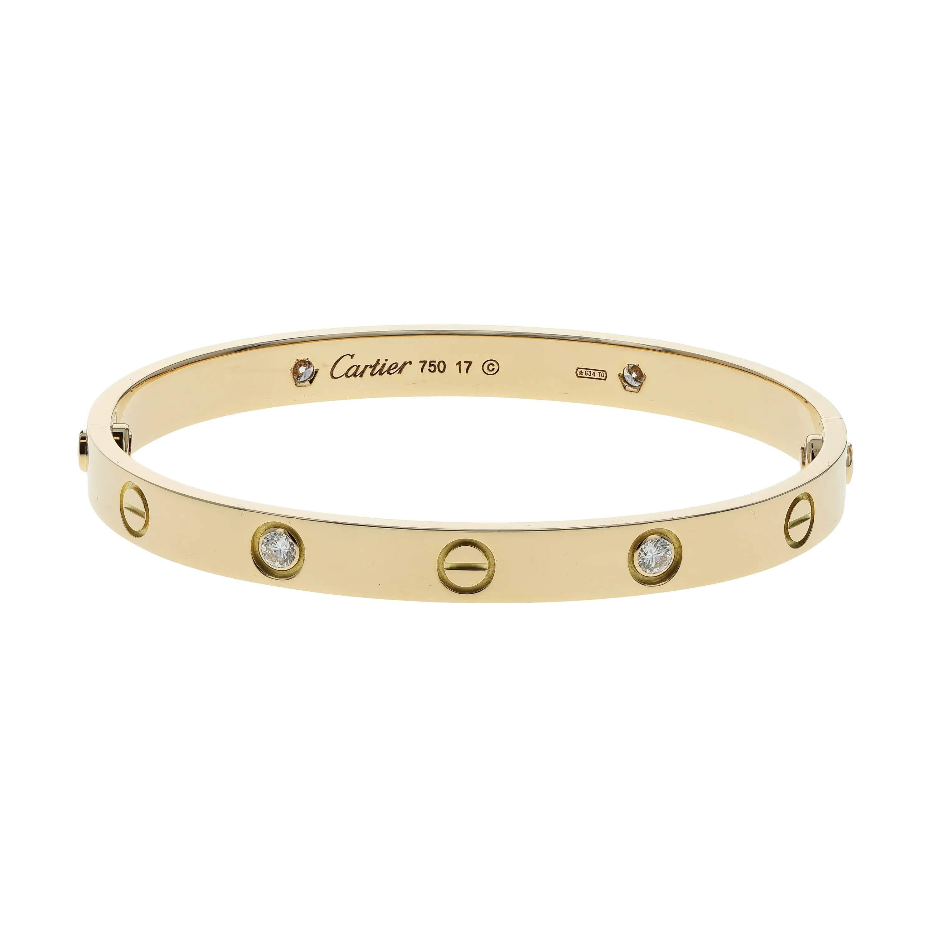 Pre-owned Cartier Love Bangle Bracelet Size 17