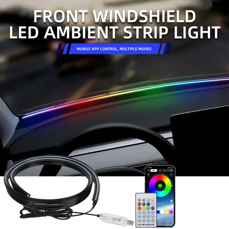 Car Interior LED Lights 150cm RGB USB APP Control Remote Symphony ...