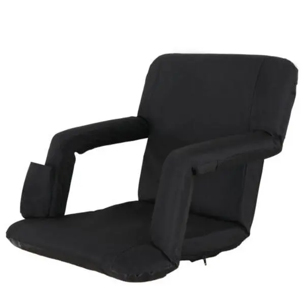 JupiterForce Foldable Reclining Chair - Steel Collapsible Frame, 5 Adjustable Recline Positions, Wide Stadium Bleacher Seats with Back Cushion, Portable Cupholder Chair, Compact Space-Saving for Sports, Outdoor Camping, Foldable Chairs