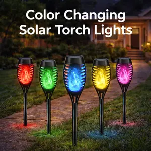 APZZLOXH Solar Torch Lights Outdoor, Multicolor Flickering Flame Solar Powered Waterproof Outside Lights for Yard, Garden, Pathway Decor