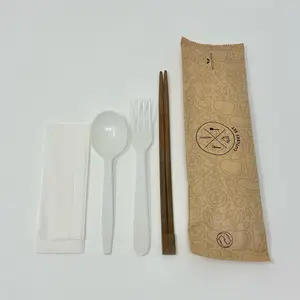 Premium Disposable Cutlery Set - Spoon, Fork, Chopsticks, Napkin - Luxurious Asian-Made Utensils for Events & Occasions Thick