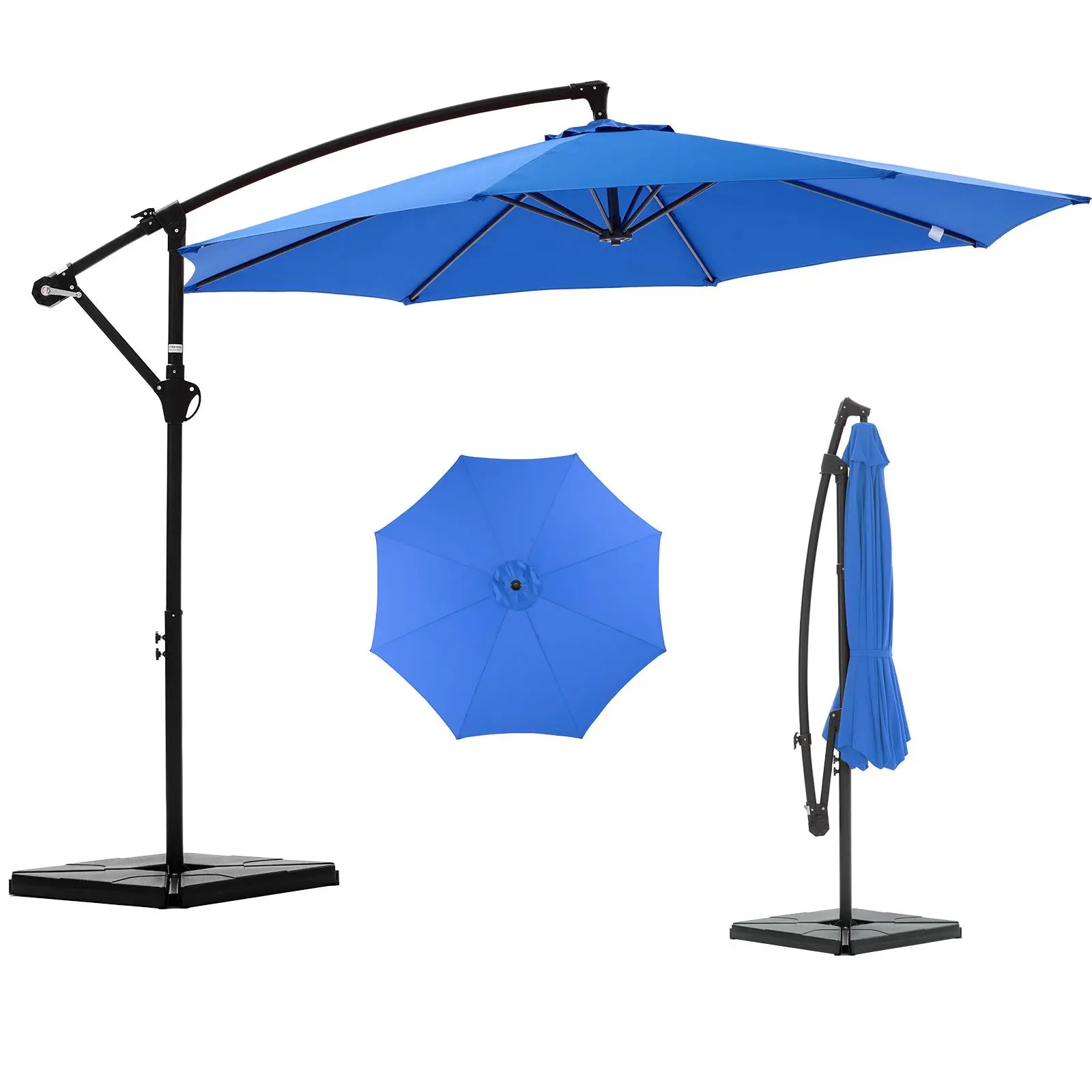 Sweetcrispy 10 FT Outdoor Adjustable Offset Cantilever Umbrella - Offset Patio Parasol, Crank Lift, Fade-Resistant, Waterproof, UV-Protected Outdoor Canopy Shelter for Patios, Gardens