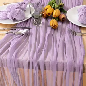 Cheesecloth Table Runner 10ft Rustic Wrinkled Gauze Table Runner 35x120 Inches for Wedding Home Shower Decor