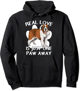 Saint Bernard Real Love Dog Owner Paw Quote Saint Bernard Pullover Hoodie - Abigailma Shop 39B09KW71TG3