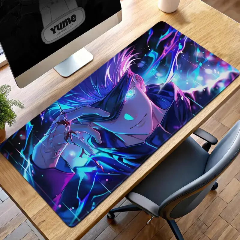 Gojo Satoru Anime Desk Mat, Jujutsu Kaisen Inspired Extended Mouse Pad, Clean Gaming Desk Setup & Anime Workspace Decor