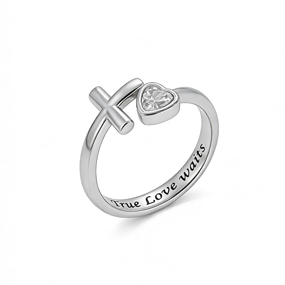 Adjustable Cross Ring for Women Jewelry Gift for Her Christian Faith Hope Love Birthstone Ring in Gift Box
