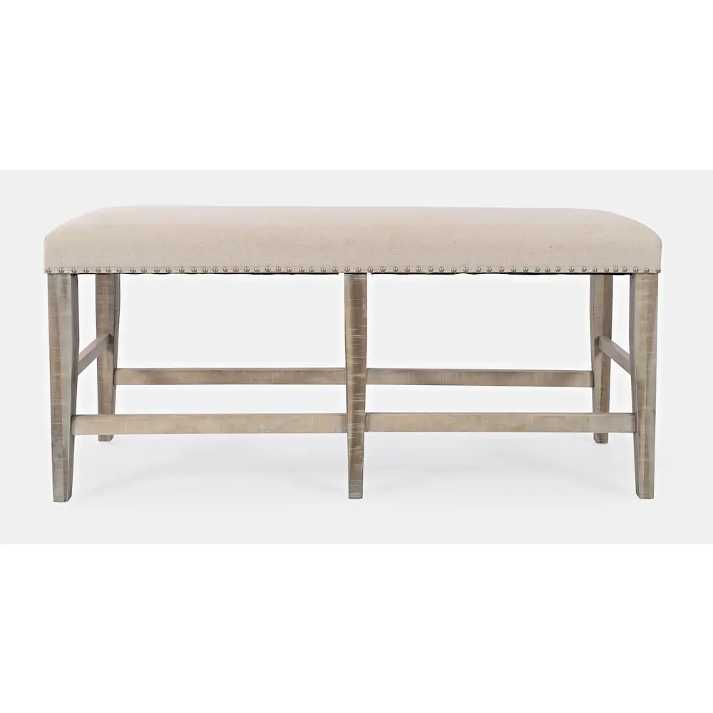 Fairview Transitional 52" Backless Upholstered Counter Height Bench - Upholstered Seat, Solid Frame, Gentle Distress for Kitchen Islands, Pub-Style Dining, Entryway
