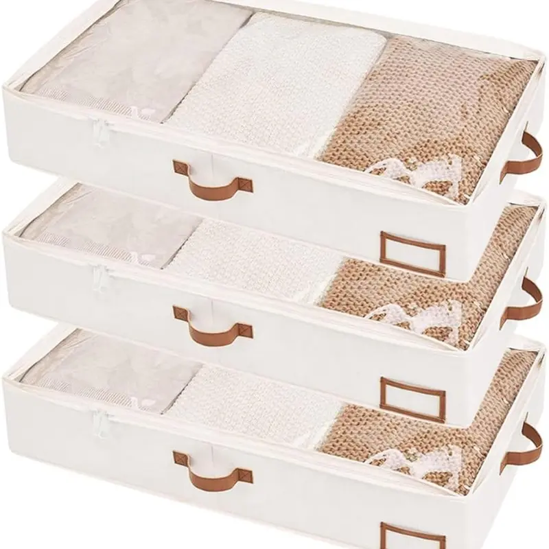 Under bed storage bags Under bed storage containers Under bed clothing storage Sturdy structure Extra thick fabric Boxes