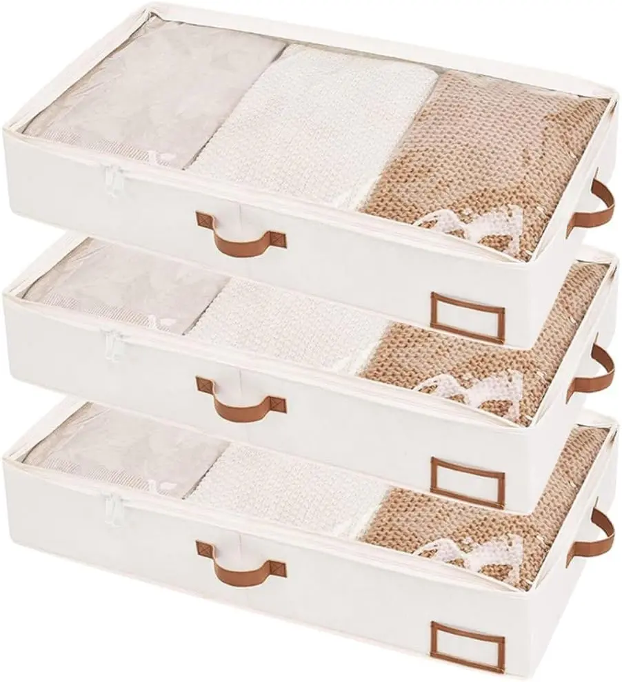 Under bed storage bags Under bed storage containers Under bed clothing storage Sturdy structure Extra thick fabric Boxes