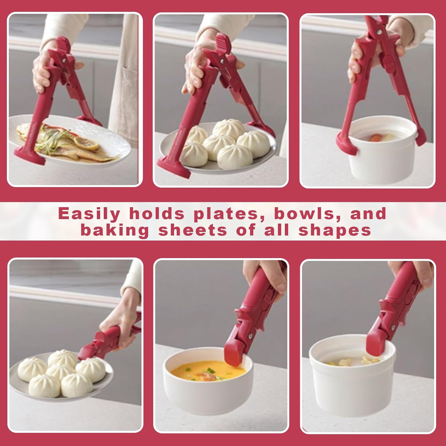 Hot Plate Gripper,2 In 1 Silicone Anti-Scalding Plate Gripper,Anti Scald Bowl Holder Clip,For Hot Dishes Plates, Oven Microwave Cooking Safe