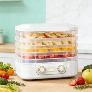 5-layer Food Dehydrator with LED Display Timer Strong Drying Capacity Adjustable Height Space-saving for Fruits Jerky Vegetables Herbs Snacks & Pet Food Home & Professional Use
