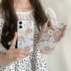 Colorful Button Transparent Phone Case Cover for iPhone 17 16 15 14 13 12, Fresh Style and Protective Design, protection, Suitable for Most People, Accessories