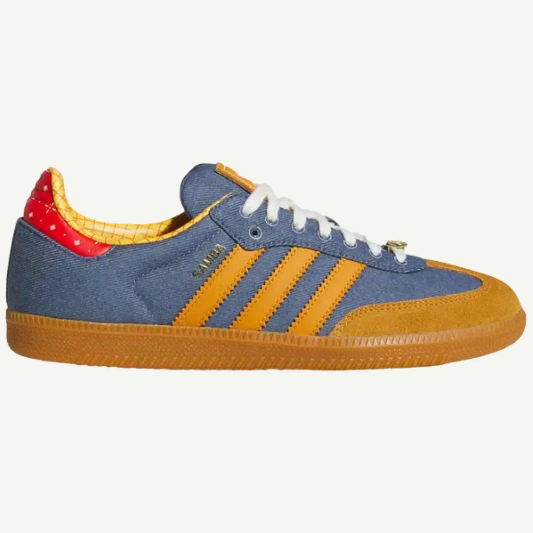 Adidas Originals Men's Blue Toy Story x Samba Sneakers, LA3984, Narrow, Casual, Almond-Shaped, Character-Specific Treatment, Denim, Lace