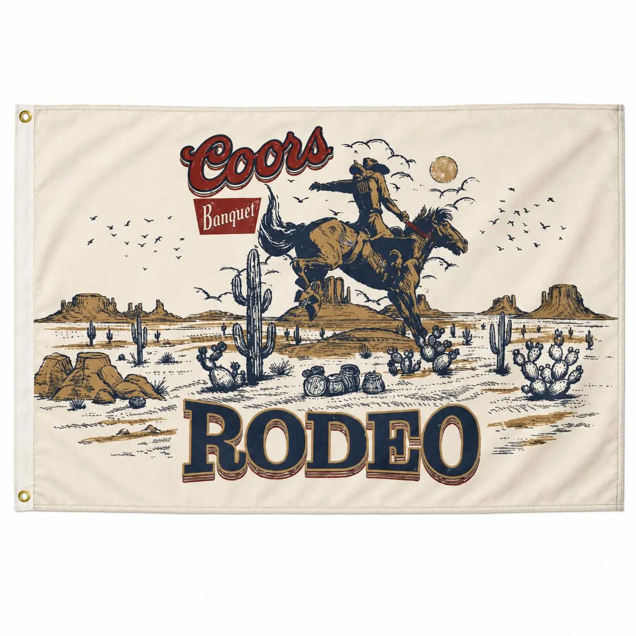 Coors Rodeo Cowboy 3x5 Ft Flag, Banquet Beer Western Bucking Horse Banner, Vintage Ranch Bar Garage Man Cave Wall Decor, Cowboy Gift