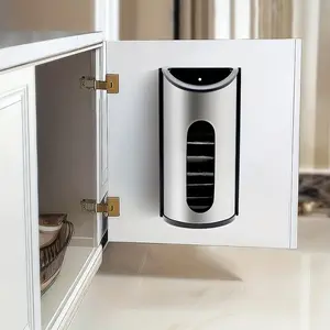 1pc Plastic Bag Holder, Wall-mounted Garbage Bag Dispenser, Household Durable Space-saving Plastic Bag Extraction Holder, For Grocery, Trash, Shopping Bags, Home Organizers And Storage, Home Accessories