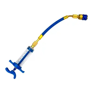 Oil and Dye Injectors Kit 30ml/1 Oz Hand Push Compressor Manual AC Oil Dye Injector with Quick Coupler 1/4 SAE Connector Car HVAC Compressor Oil Dye Injector Refrigerant Tool