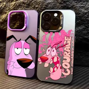 Anime "Courage the Cowardly Dog" frosted phone case, suitable as a protective cover for birthday/Valentine's Day/boyfriend/girlfriend/Christmas gifts, shockproof and protective, compatible with iPhone 17, 16, 15, 14, 13, 12, 11, X, XS, XSMAX, 16E, 7P, 8P