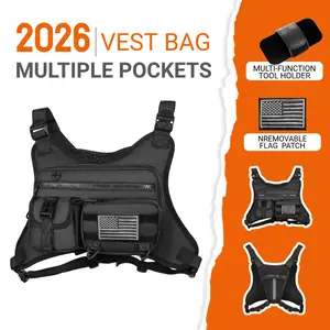 Tactical Vest Chest Bag for Men, Multi-Pocket EDC Chest Rig Backpack, Adjustable Breathable Crossbody Tactical Bag for Outdoor, Gym, TravelTactical,Outdoor,Shoulder,Bag