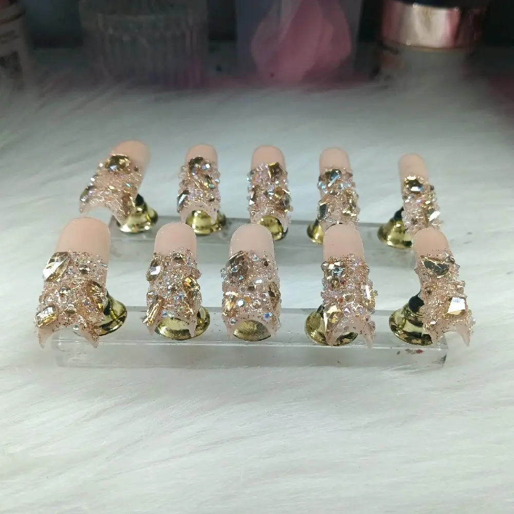 Golden Press On Nails Nail Art